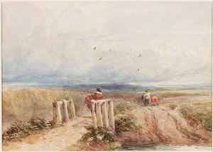 モーランドと数字（紙に鉛筆と水彩（ボードに貼り付け）） 作： David Cox